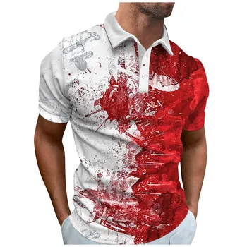  Мужская рубашка для гольфа Повседневная Спортивная с Vобразным вырезом и ребристым воротником, с коротким рукавом, модная однотонная мужская рубашка Весна-лето Camiseta Man