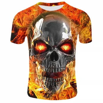  Футболка с изображением черепа Сакари, винтажная мужская футболка с 3D-принтом, модная готическая футболка в стиле хип-хоп, уличная одежда для Хэллоуина