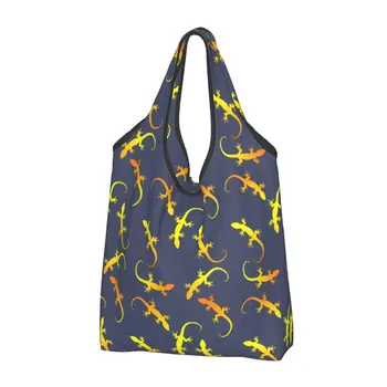  Женская Повседневная сумка для покупок Lizards Gecko Party, большая вместительная сумка-тоут, Портативная сумка для хранения, складные сумки