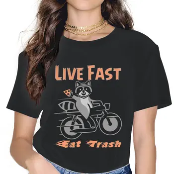  Популярная женская футболка с музыкальным альбомом, Живи быстро! Ешь мусор! Модные футболки, футболка с коротким рукавом и круглым воротом, хлопковые летние топы