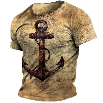  Мужская футболка в морской тематике, футболка с 3D-принтом, мужская уличная одежда, повседневные топы оверсайз, футболка с короткими рукавами, мужская летняя футболка