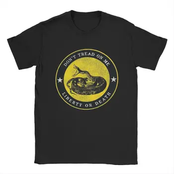  Забавная мужская футболка Dont Tread On Me, футболка из чистого хлопка с круглым вырезом, футболка Liberty or Death с коротким рукавом, новая одежда