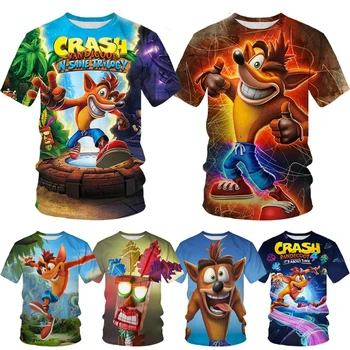  Crash Bandicoot, 3D-печать, детская летняя модная футболка для казуальных игр, футболка с короткими рукавами и круглым вырезом с героями мультфильмов для детей