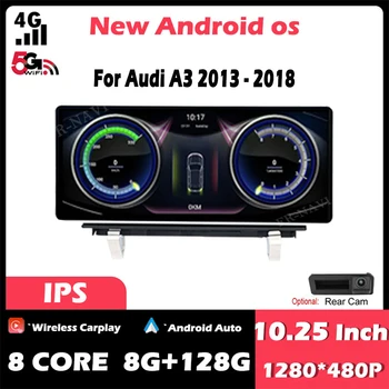  8-Ядерный Android 13 Для Audi A3 2013-2018 IPS Экран Автомобильный Радио Мультимедийный Плеер GPS Навигация Стерео Видео CarPlay Головное устройство
