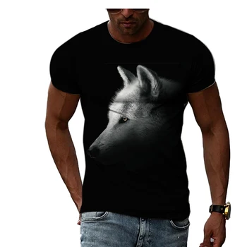  Мужская футболка в стиле хип-хоп харадзюку с изображением животного Волка, летняя мода, Повседневный уличный стиль, 3D печать, футболки с круглым вырезом и коротким рукавом
