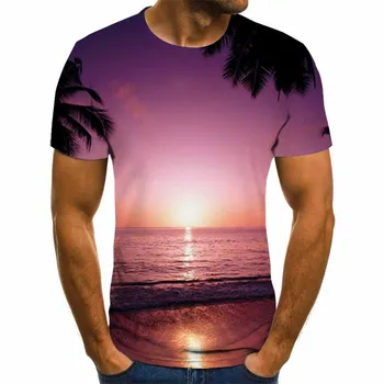  2023 мужская футболка с 3D-изображением пейзажа, мужская / женская футболка с принтом леса, спортивная футболка на открытом воздухе, повседневная летняя футболка