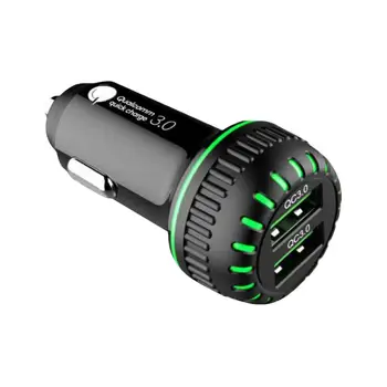  Адаптер автомобильного зарядного устройства USB Гнездо для автомобильного быстрого зарядного устройства, двухпортовый автомобильный USB-адаптер со светодиодной подсветкой QC 3.0, портативный USB 36 Вт, быстрая зарядка