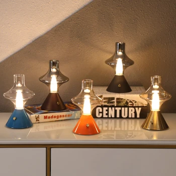  Светодиодная настольная лампа, портативная сенсорная настольная лампа, перезаряжаемая винтажная лампа для ресторана, спальни, баров, кемпинга, кофейни, ночника