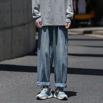  Винтажные джинсы в японском стиле Хай-стрит, модные мужские хип-хоп высококачественные мешковатые брюки с высокой талией, широкие джинсовые брюки A128