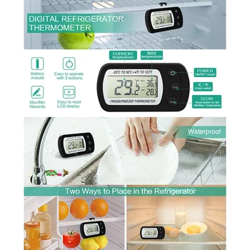  Мини-цифровой электронный холодильник с морозильной камерой ЖК-термометр для холодильника с подвесным крючком Бытовой Новый