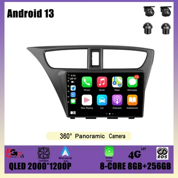  Автомобильное радио, мультимедийный плеер, Навигация, GPS DSP, Carplay, WIFI, Android 13 для Honda CIVIC Хэтчбек 2012 - 2017