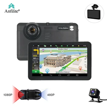  7-дюймовый Android DDR 768M 16GB автомобильный видеорегистратор GPS Навигатор dash cam Bluetooth 1080P Камера заднего вида рекордер Бесплатные обновления Парковочный монитор