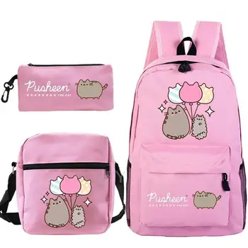  3 шт./компл. Рюкзак с мультяшным котом, мультяшный спортивный рюкзак для мальчика и девочки, ежедневный рюкзак для ноутбука, сумка для подростков, школьный рюкзак для путешествий