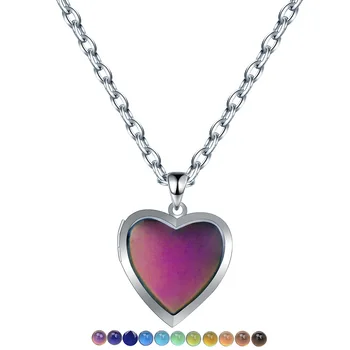  Эмоциональная температура, Изменяющее цвет Ожерелье с подвеской в виде сердца для женщин, Романтический дизайн, ожерелье с любовным шармом, ювелирные изделия