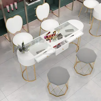  Скандинавские Кованые столы для ногтей Мебель для маникюрного магазина Маникюрный стол Экономичный Креативный Высококлассный Легкий Маникюр класса Люкс Mesa